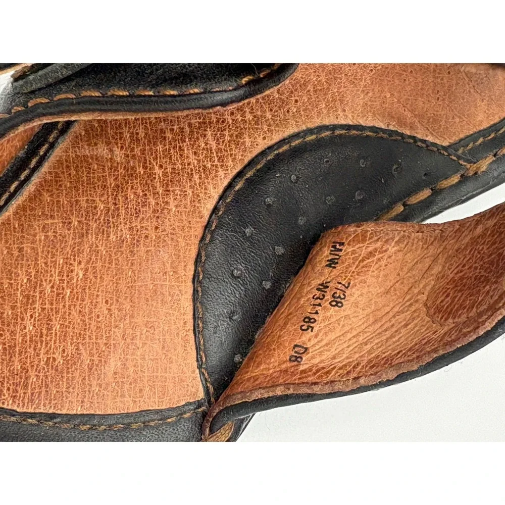 Born Womens Sandals  Size 7/38 Black Leather Thong Buckle Strap W31185‎